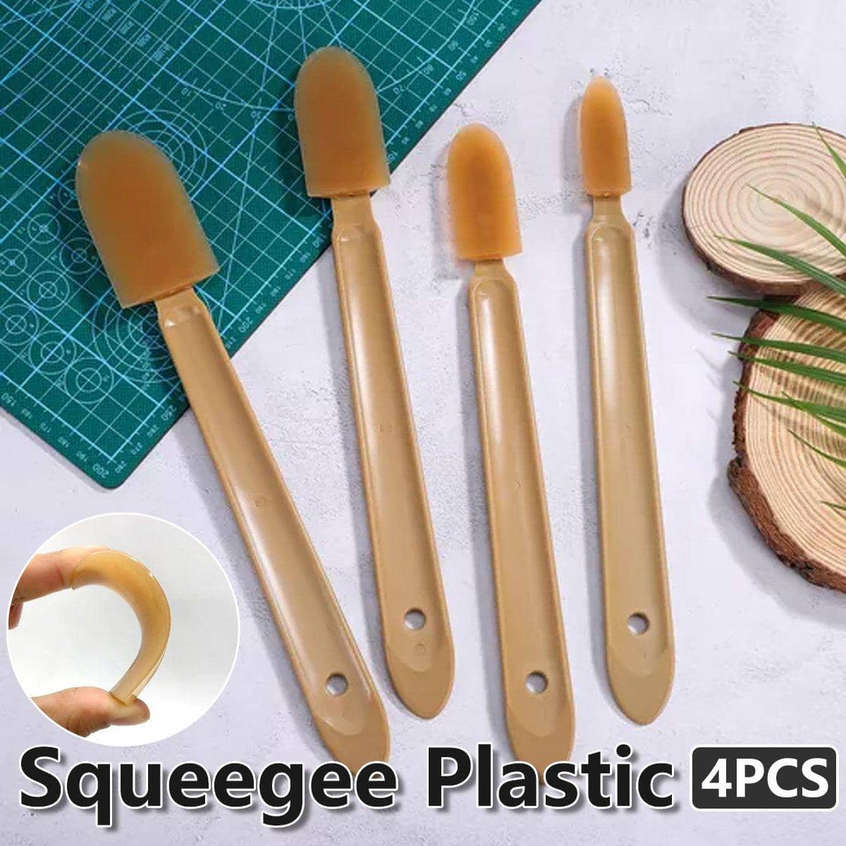 Plastic Grout Squeegee and Caulk Applicator Spatula Set for Home, Pack of 4
