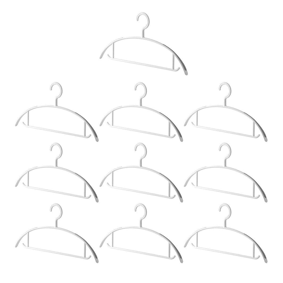 Plastic Half Round Non-Slip Hangers, 10 Pack - Narrow