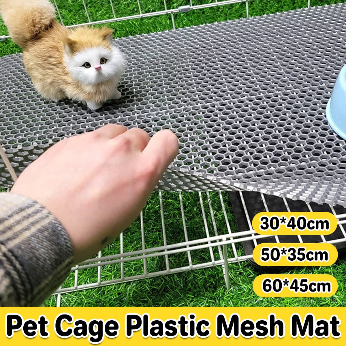 Plastic Honeycomb Pet Cage Floor Mat - Grey, 60 x 45 cm - view 2