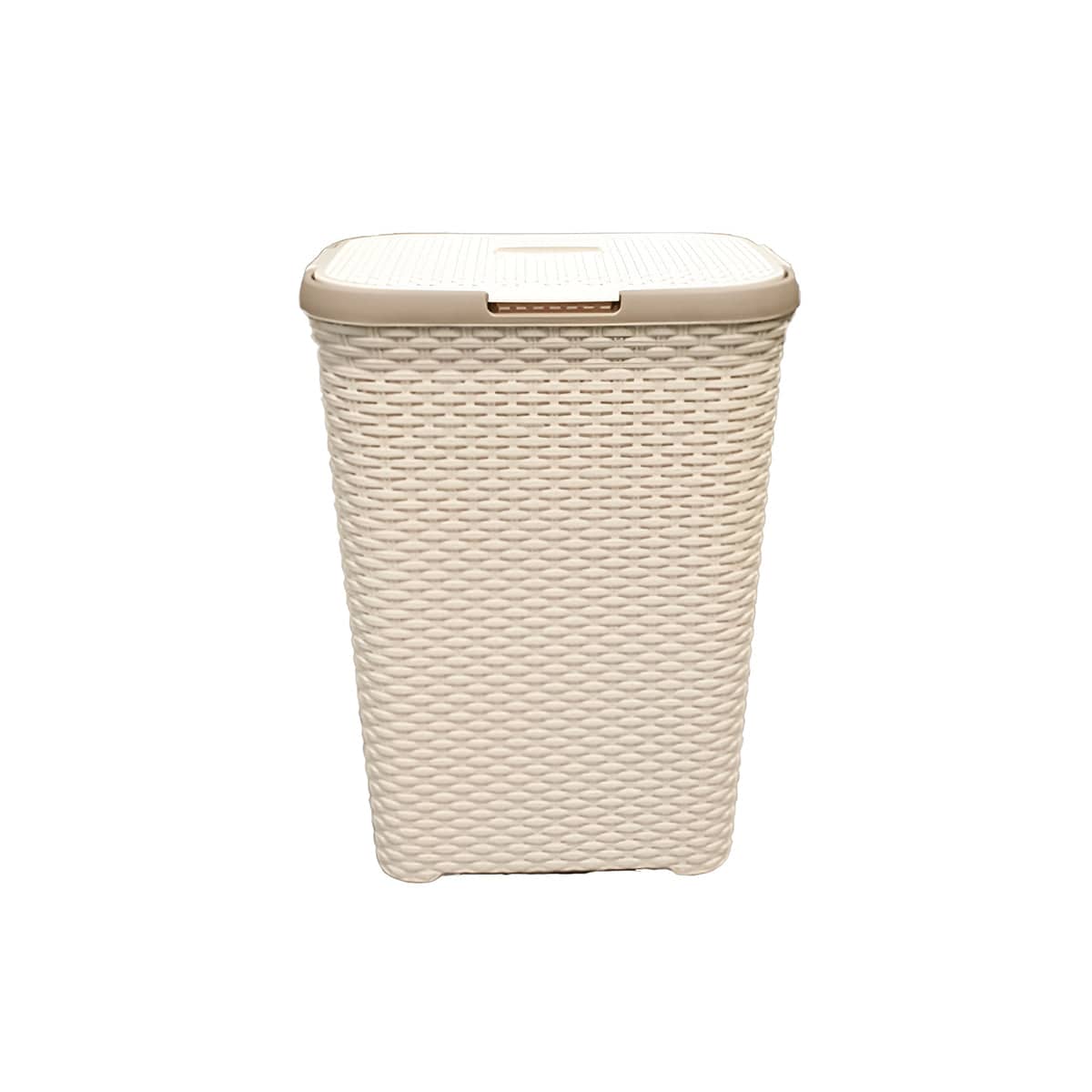 Plastic Laundry Basket Thickened Breathable Home Clothes Storage with Lid - Beige
