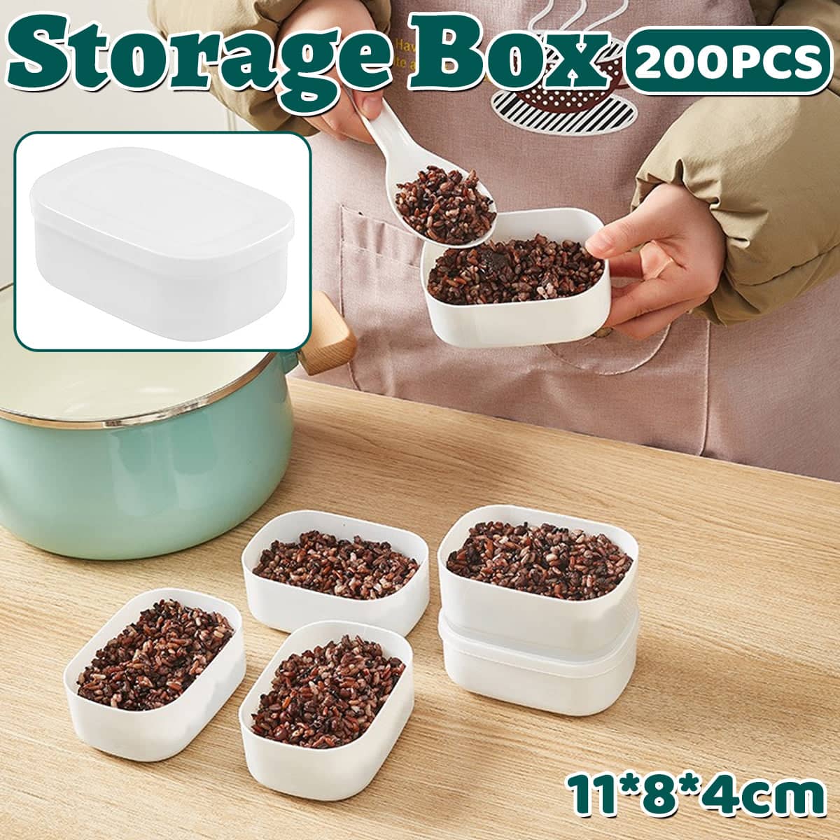 Plastic Meal Prep Storage Box with Lid for Rice - Pack of 200