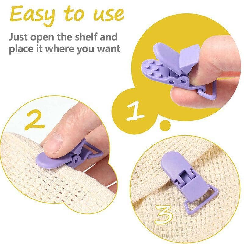 Plastic Pacifier Dummy Clip Holders, Pack of 60 Assorted Colours for Crafts - view 5