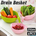 Plastic Rice Drain Basket and Vegetable Washing Basin, 4 Pack - Two Sizes