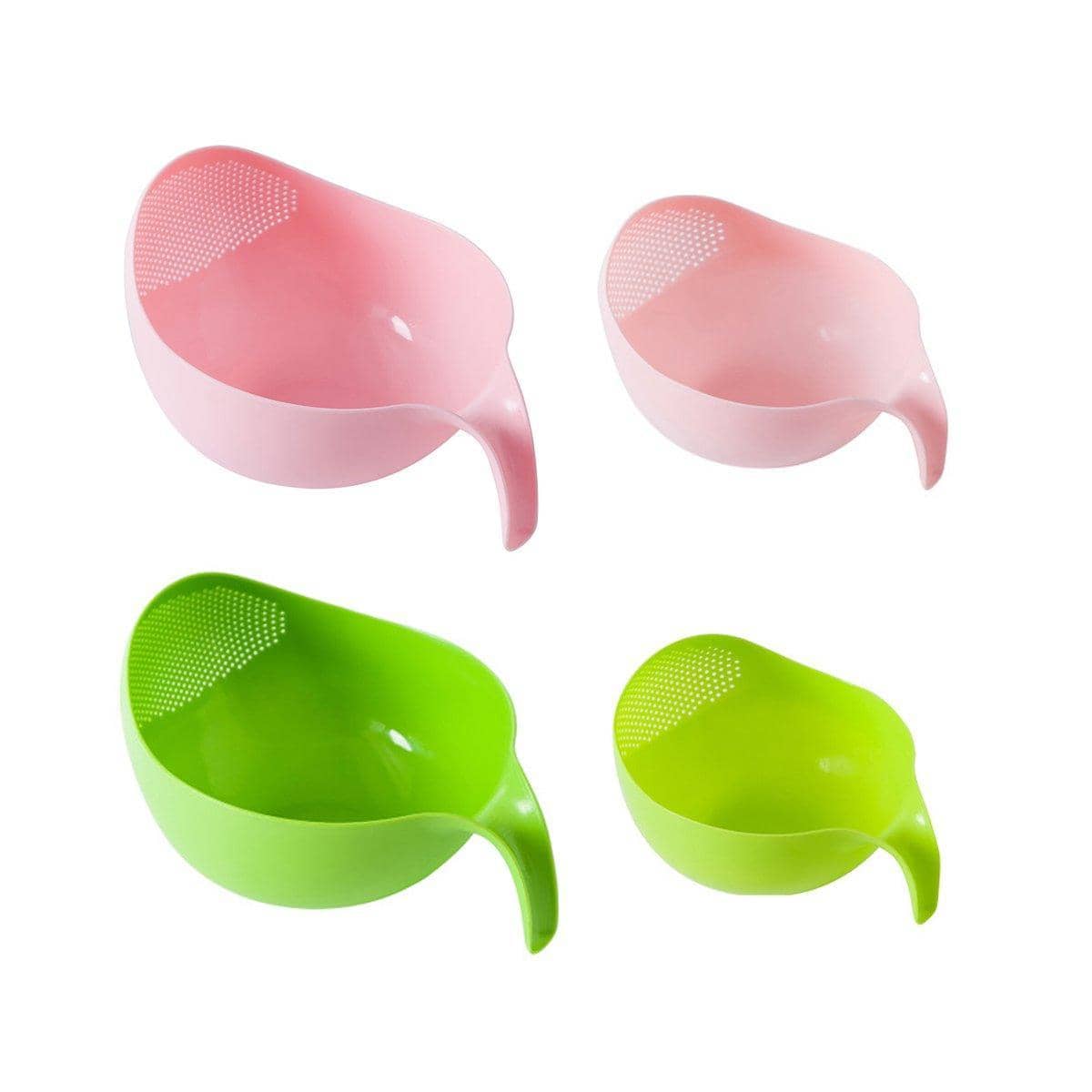 Plastic Rice Drain Basket and Vegetable Washing Basin, 4 Pack - Two Sizes - view 2