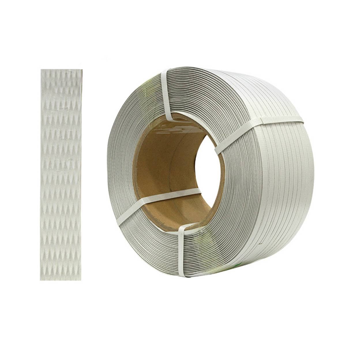 Plastic Steel Strapping Band - White, 1.2cm Wide, 65kg Tensile, 1 Roll