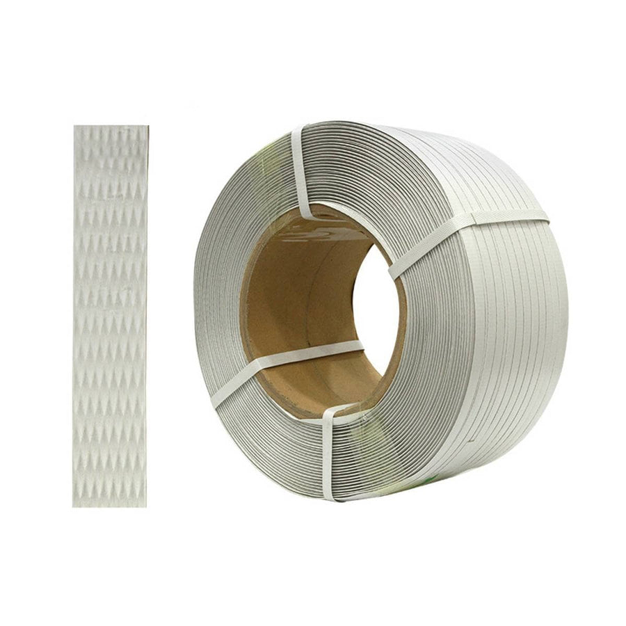 Plastic Steel Strapping Band - White, 1.2cm Wide, 65kg Tensile, 1 Roll