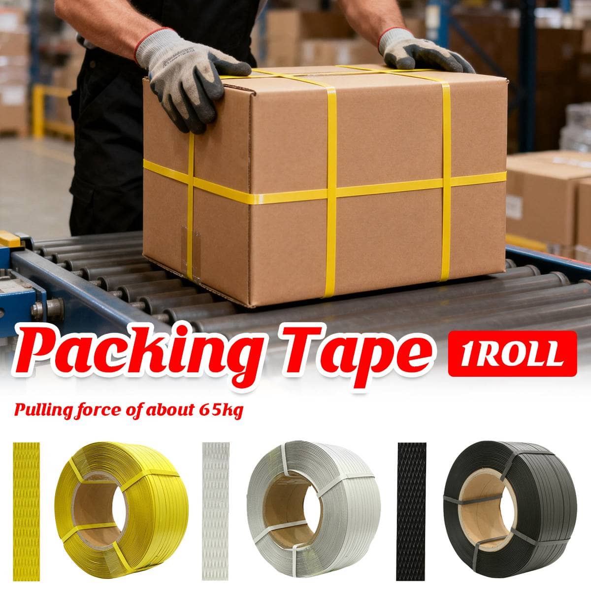 Plastic Steel Strapping Band - White, 1.2cm Wide, 65kg Tensile, 1 Roll - view 2