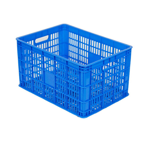 Plastic Storage Basket, Ventilated and Stackable - Blue, Medium (48 x 34.5 x 37 cm)