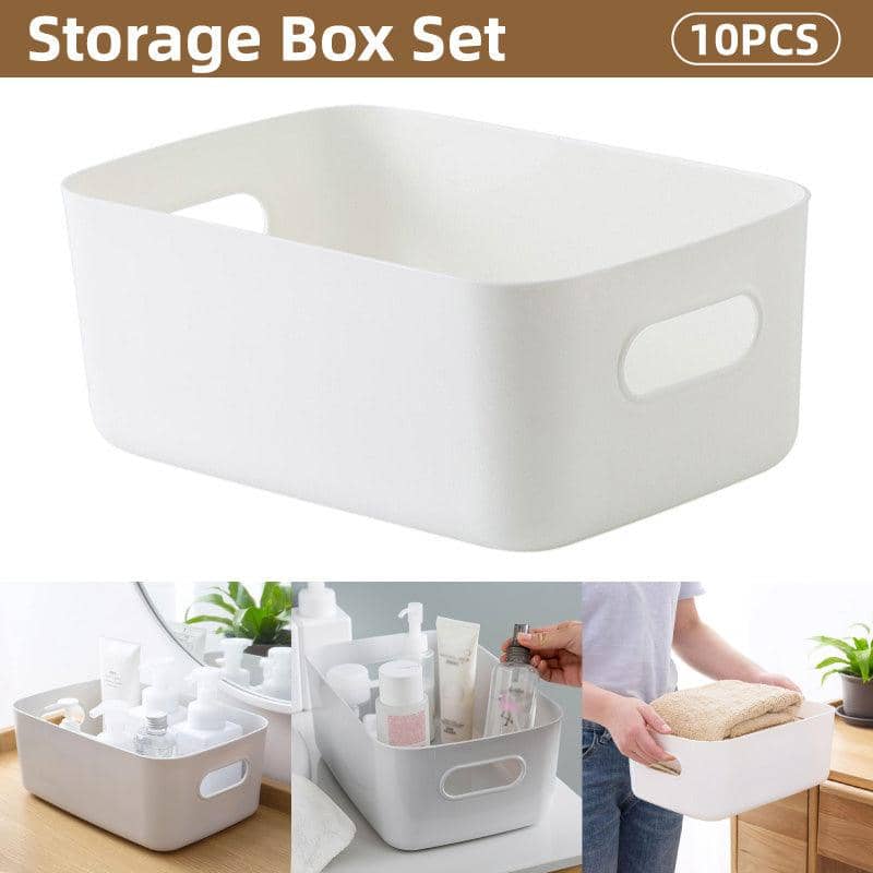 Plastic Storage Baskets with Handles, Pack of 10