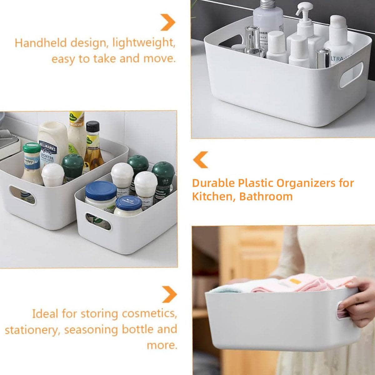 Plastic Storage Baskets with Handles, Pack of 10 - view 5