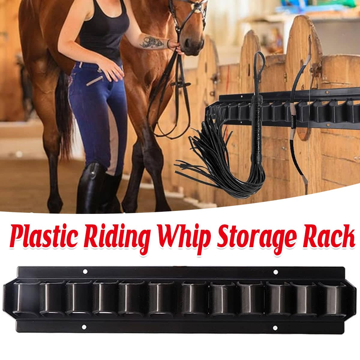 Plastic Wall Mounted Whip Rack with 11 Slots for Horse Tack