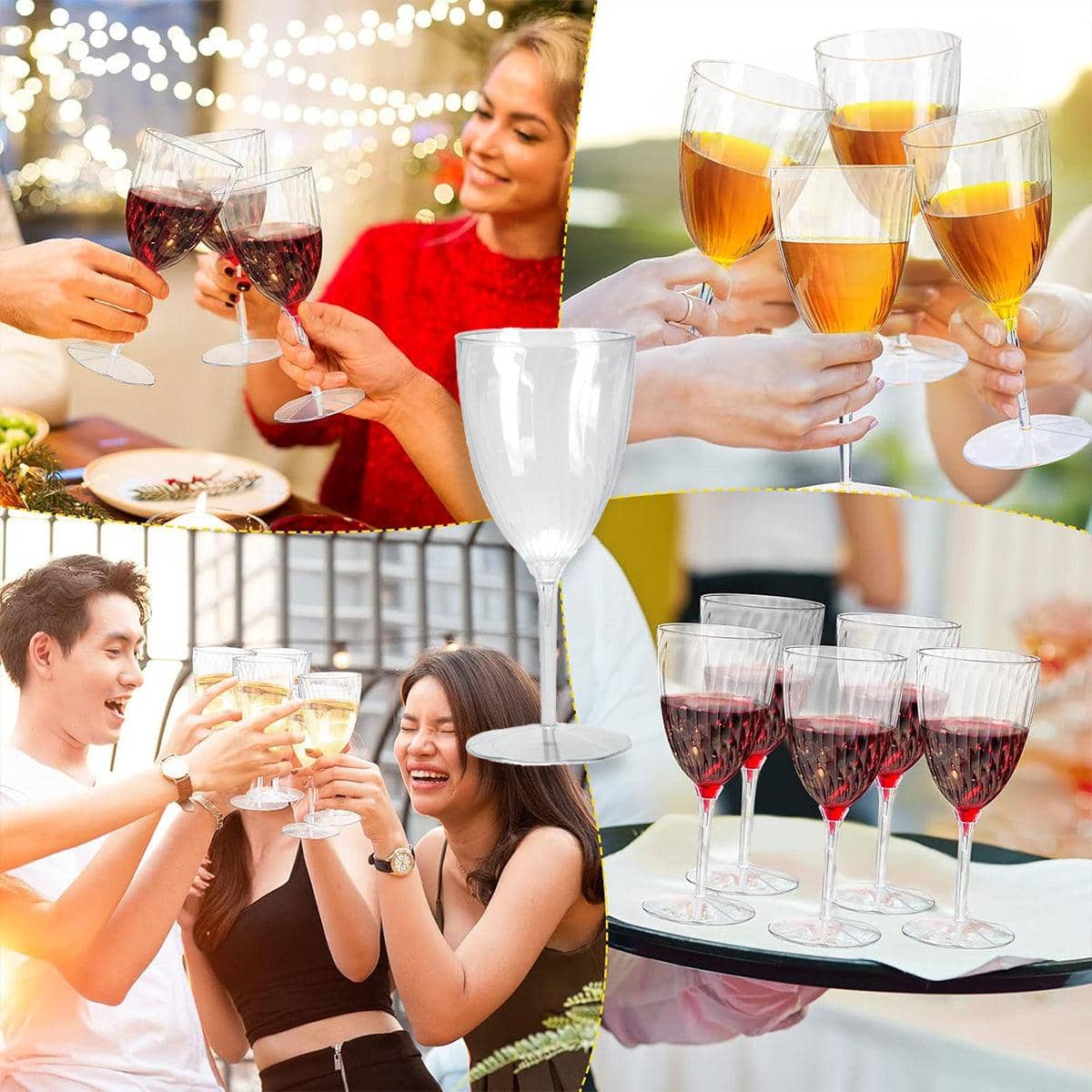 Plastic Wine Glasses with Swirl Design, 210ml, Pack of 8 - view 4