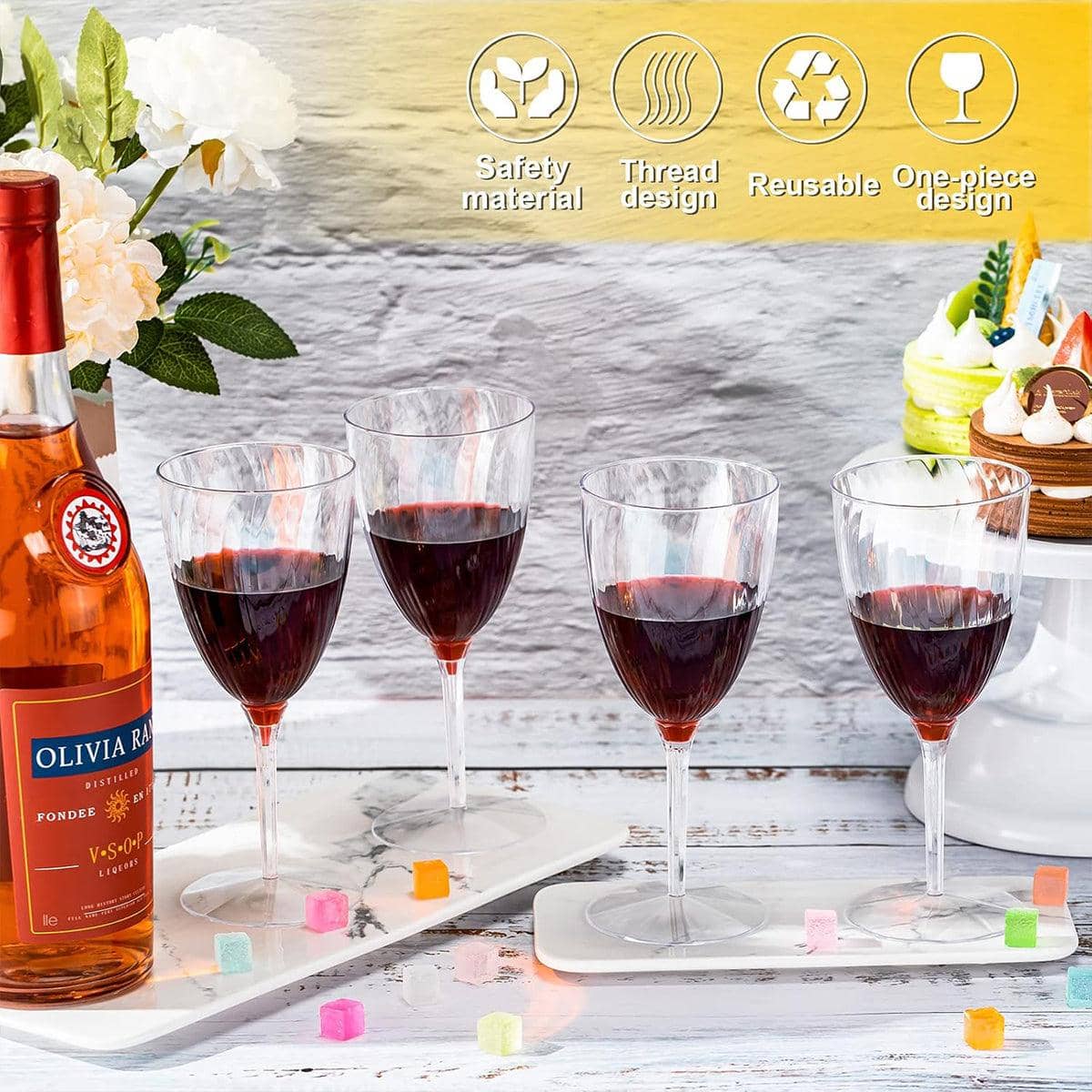 Plastic Wine Glasses with Swirl Design, 210ml, Pack of 8 - view 5