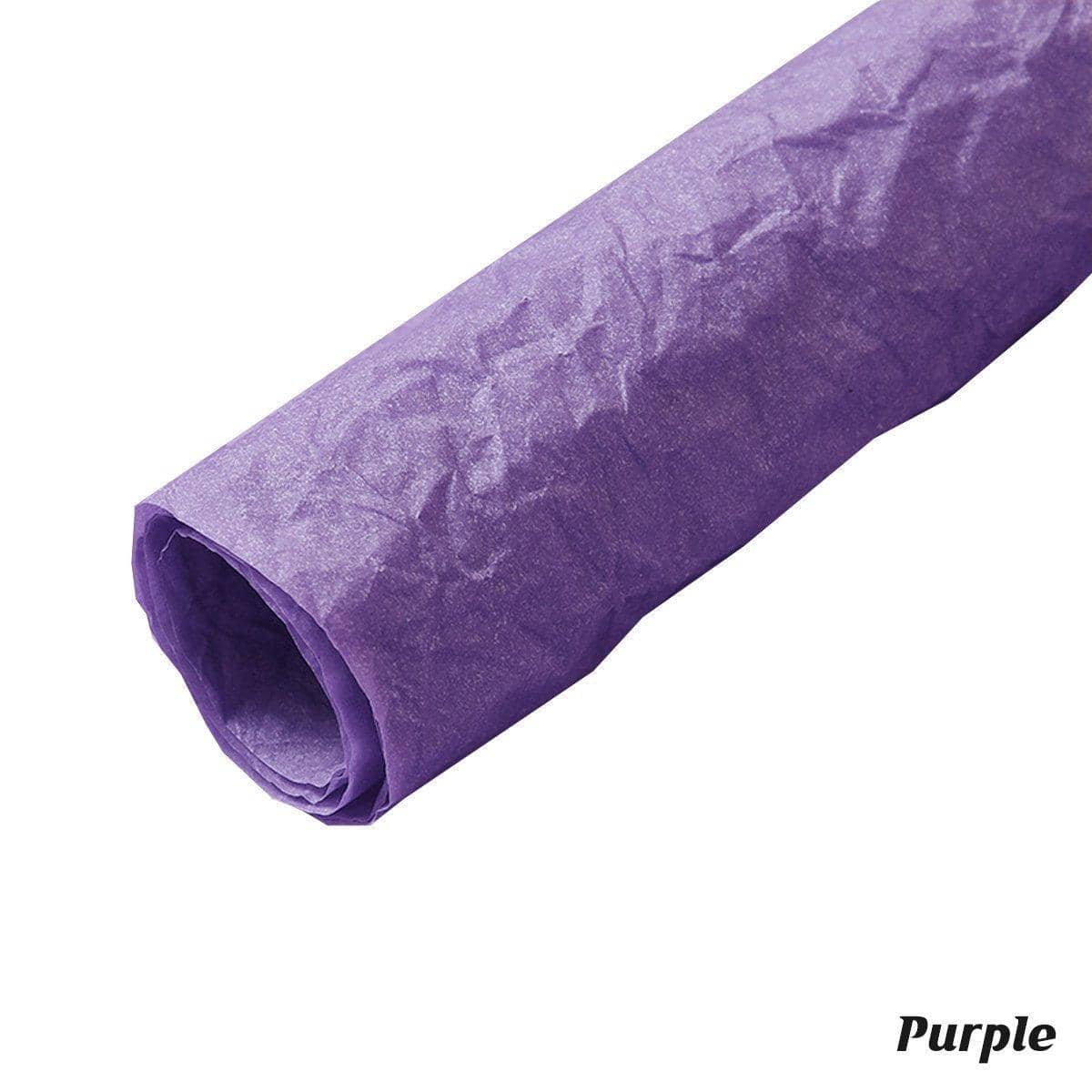 Pleated Flower Wrapping Paper for Bouquets, 10 Sheets (53 x 53 cm) - Purple