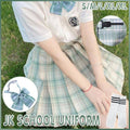 Pleated School Skirt, High Waist Mint Green Plaid - Size S (Skirt Length 43 cm) - view 2