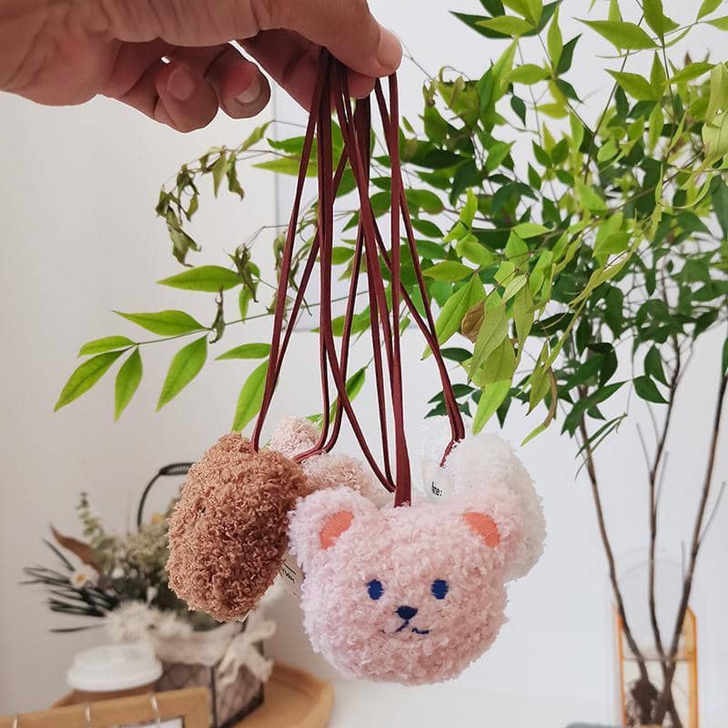Plush Bear Bag Charm Pendant - Beige - view 5