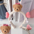 Plush Bear Headband with Heart Accents for Makeup and Face Washing - Brown - view 4