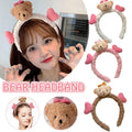 Plush Bear Headband with Heart Accents for Makeup and Face Washing - White - view 2