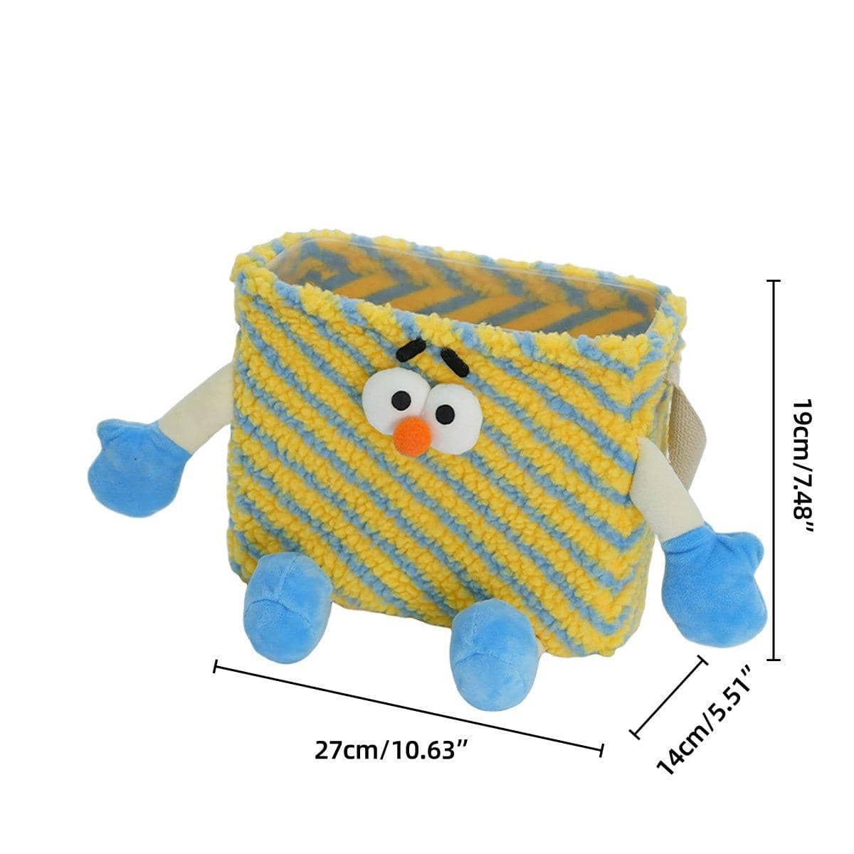 Plush Car Seatback Hanging Wastebasket Storage Bin, 27 x 19 x 14 cm - Blue Check - view 4