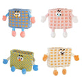 Plush Car Seatback Hanging Wastebasket Storage Bin, 27 x 19 x 14 cm - Orange Check - view 3