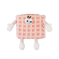 Plush Car Seatback Hanging Wastebasket Storage Bin, 27 x 19 x 14 cm - Pink Check