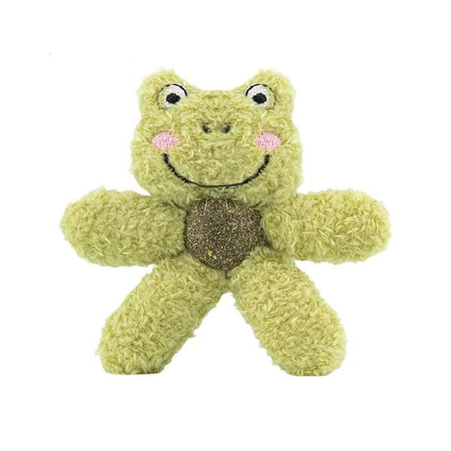 Plush Cat Chew Toy with Catnip Ball - Green Frog
