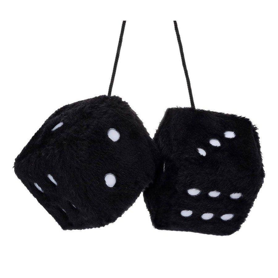 Plush Dice Hanging Charms, Pair - Black