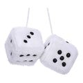 Plush Dice Hanging Charms, Pair - White