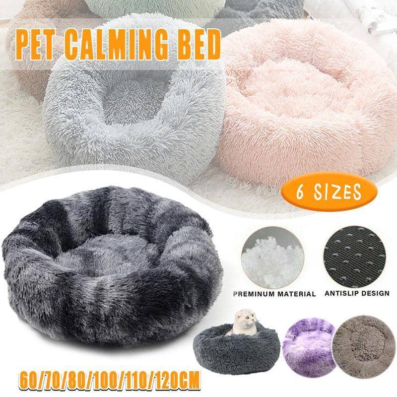 Plush Donut Pet Bed for Cats and Dogs - Purple, 120 cm - view 2