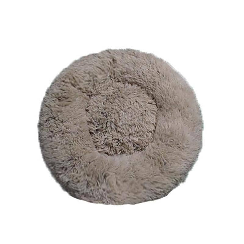 Plush Donut Pet Bed for Cats and Dogs - Taupe, 110 cm