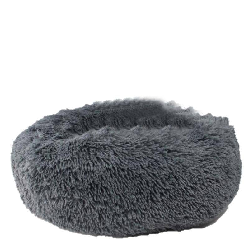Plush Donut Pet Bed - Dark Grey, 70 cm