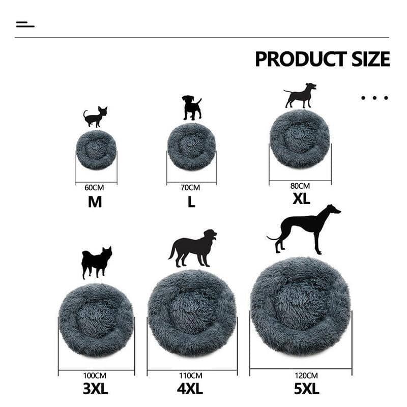 Plush Donut Pet Bed - Dark Grey, 80 cm - view 3