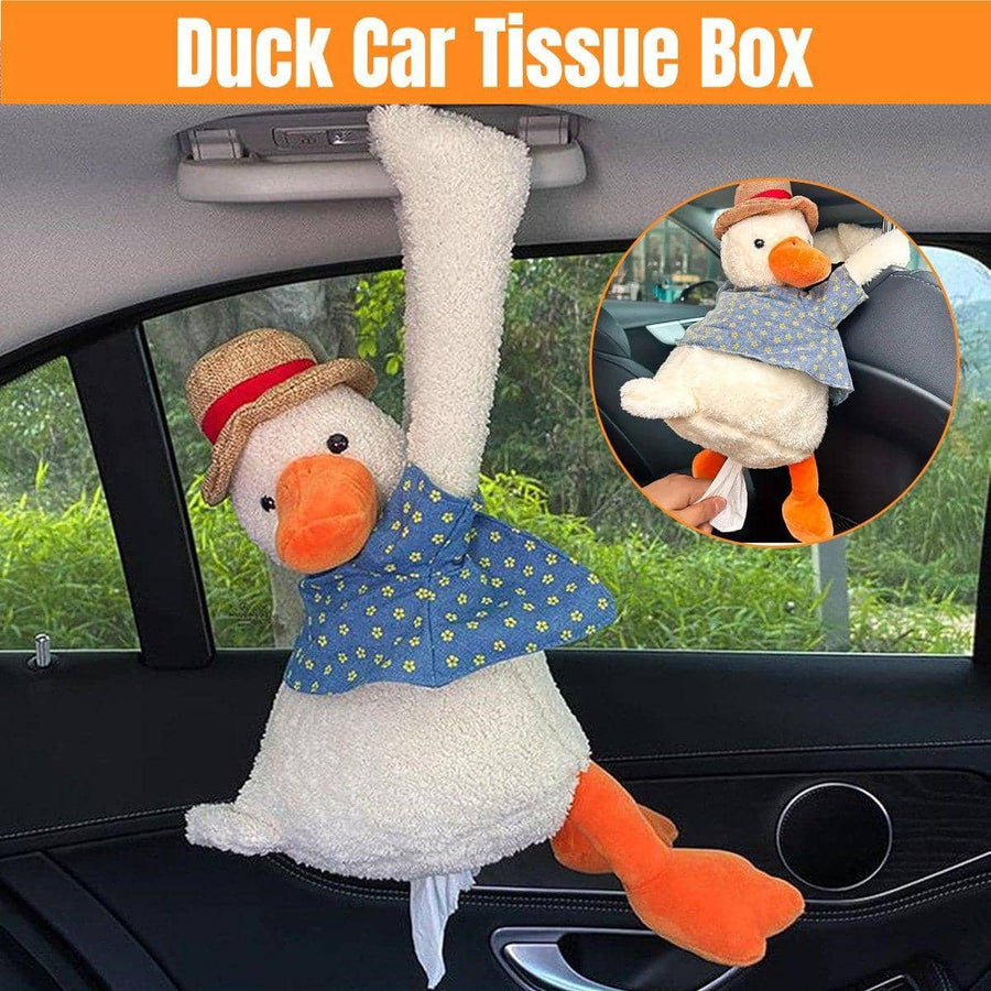 Plush Duck Car Tissue Box Holder for Headrest and Home