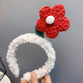 Plush Flower Headband with Lamb Wool Trim - Blue - view 5