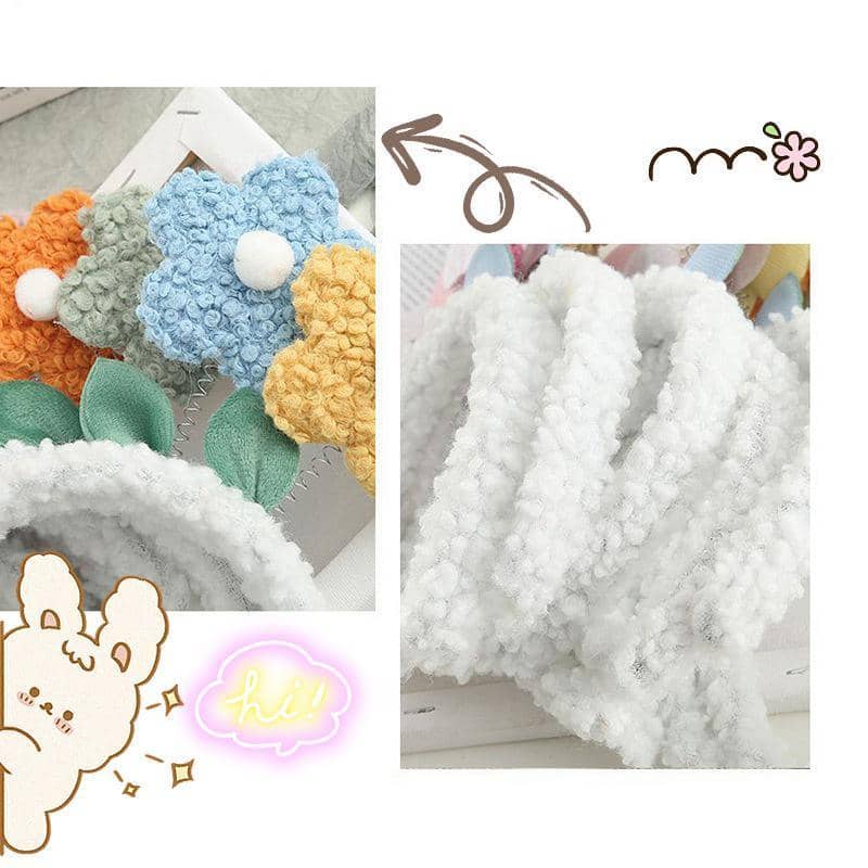 Plush Flower Headband with Lamb Wool Trim - Orange - view 4