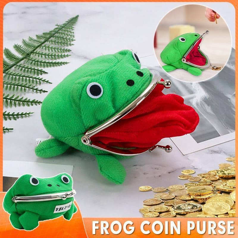 Plush Frog Coin Purse with Kiss-Lock Clasp - Green