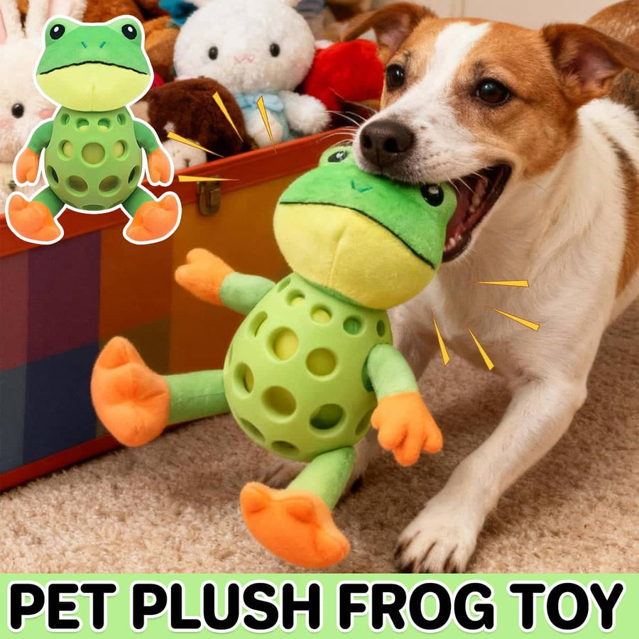 Plush Frog Squeaky Chew Toy for Dogs and Cats