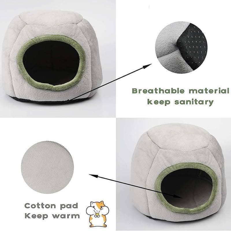 Plush Guinea Pig and Hamster House, Pet Hideout - Grey Ribbed Cocoon - view 5