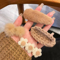 Plush Hair Clip Set for Kids - White and Brown, Cherry and Paw Print Designs - view 5