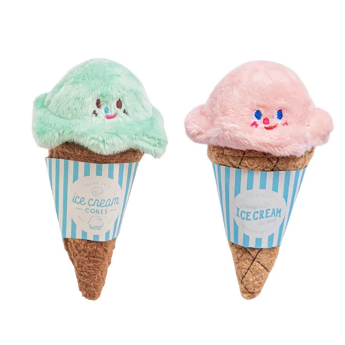 Plush Ice Cream Snack Hiding Foraging Dog and Cat Toy - Pink - view 3
