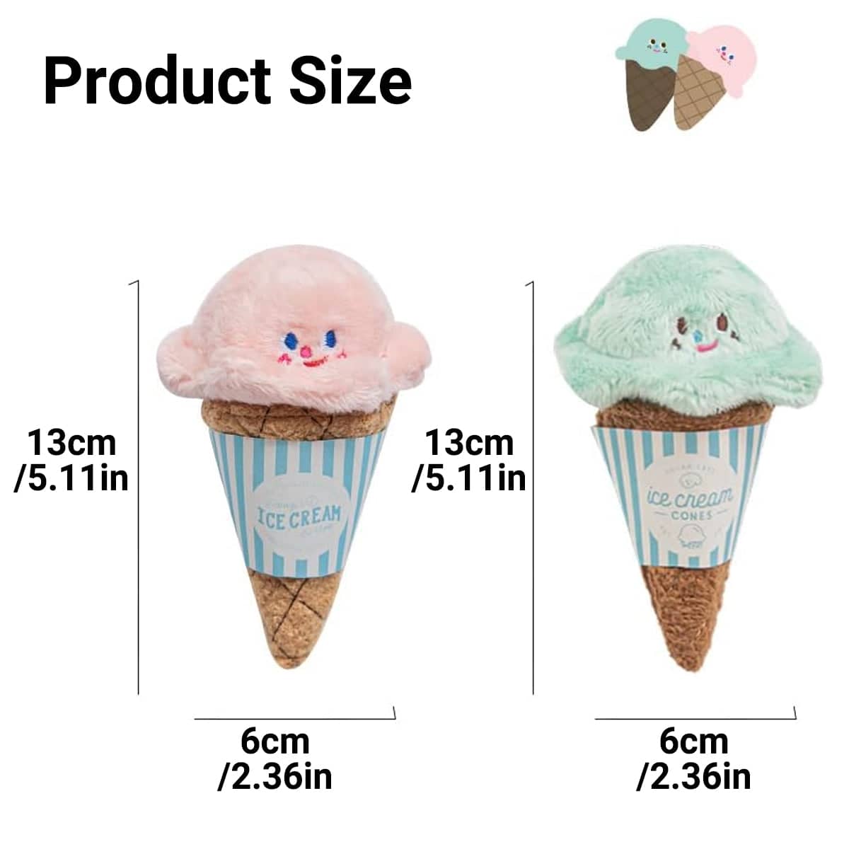 Plush Ice Cream Snack Hiding Foraging Dog and Cat Toy - Pink - view 4