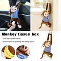 Plush Monkey Tissue Box Holder for Car and Home, Hanging Tissue Cover