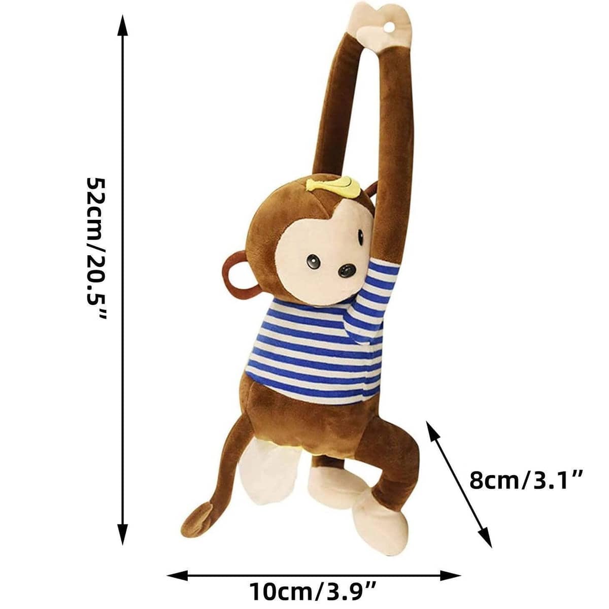 Plush Monkey Tissue Box Holder for Car and Home, Hanging Tissue Cover - view 3