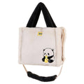 Plush Panda Crossbody Bag with Black Handles - Cream