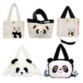 Plush Panda Crossbody Bag with Black Handles - Cream - view 3