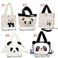 Plush Panda Crossbody Bag with Black Handles - Cream - view 4