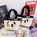 Plush Panda Crossbody Bag with Black Handles - Cream - view 5
