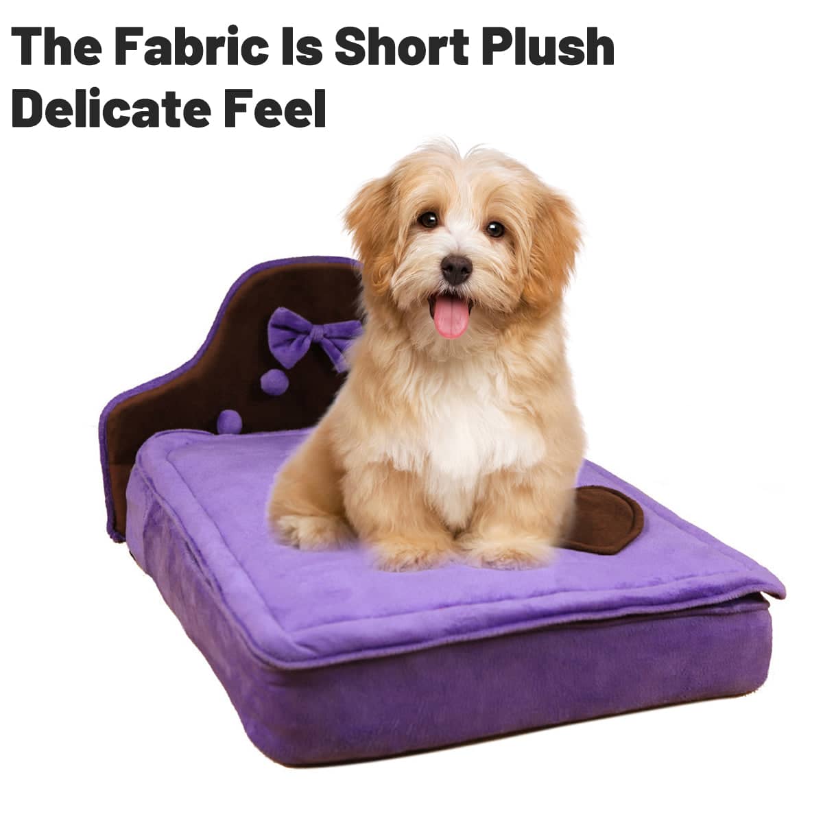 Plush Pet Bed Sofa for Small Dogs and Cats, Removable Zip Bedboard, 45 x 56 x 31 cm - Purple - view 4