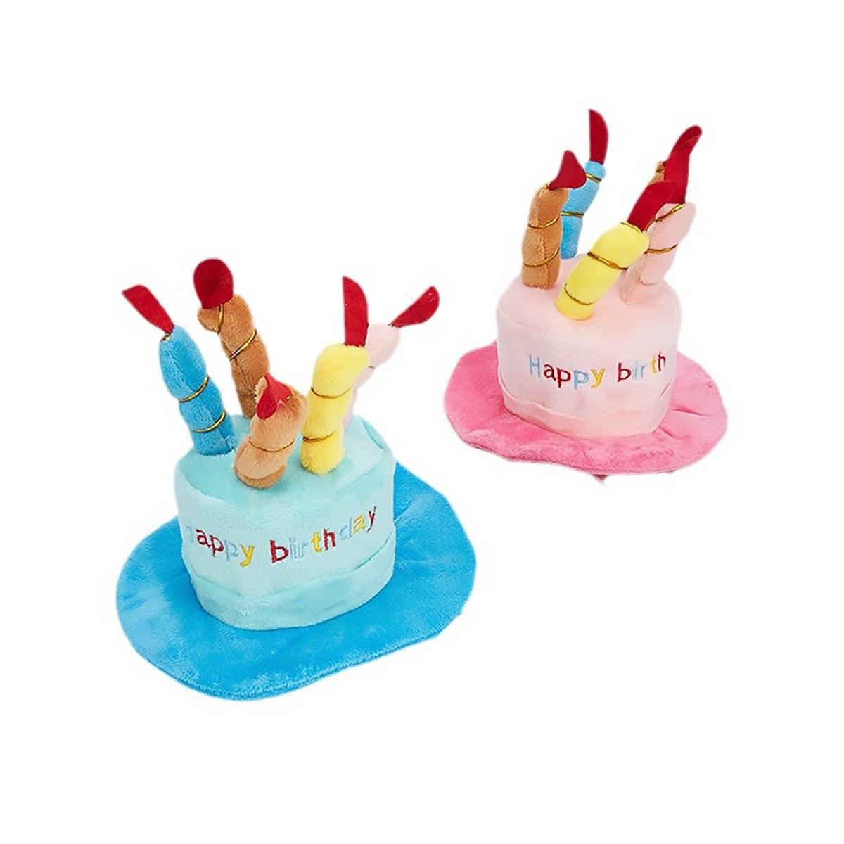 Plush Pet Birthday Cake Party Hat for Dogs and Cats - Pink - view 3