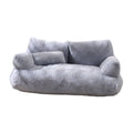 Plush Pet Sofa Bed for Cats and Dogs - Grey, Size L (65 x 46 x 30 cm)